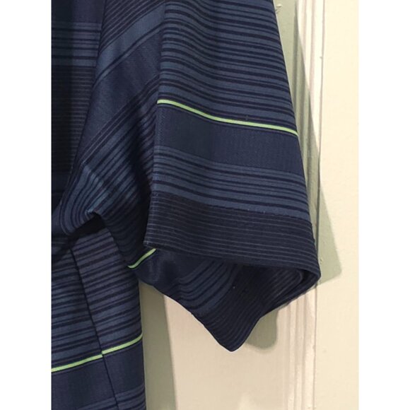 Ben Hogan Performance Small Navy Blue Striped Golf Polo Shirt Lime Green Lines - Picture 5 of 8